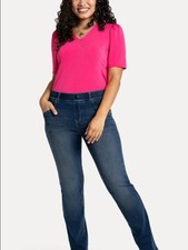 New Betabrand Straight Leg 7 Pocket Yoga Denim Jeans L Blue