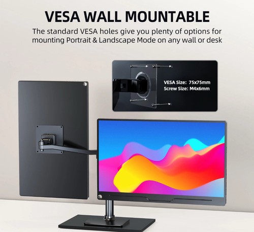 HTNZR 15.6" Portable Monitor FHD USB C Monitor IPS Display Screen and Speakers - 第 4/5 張圖片