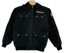 Snap-on Men's Heavyweight Canvas Work Jacket with Hood and Flag Patch