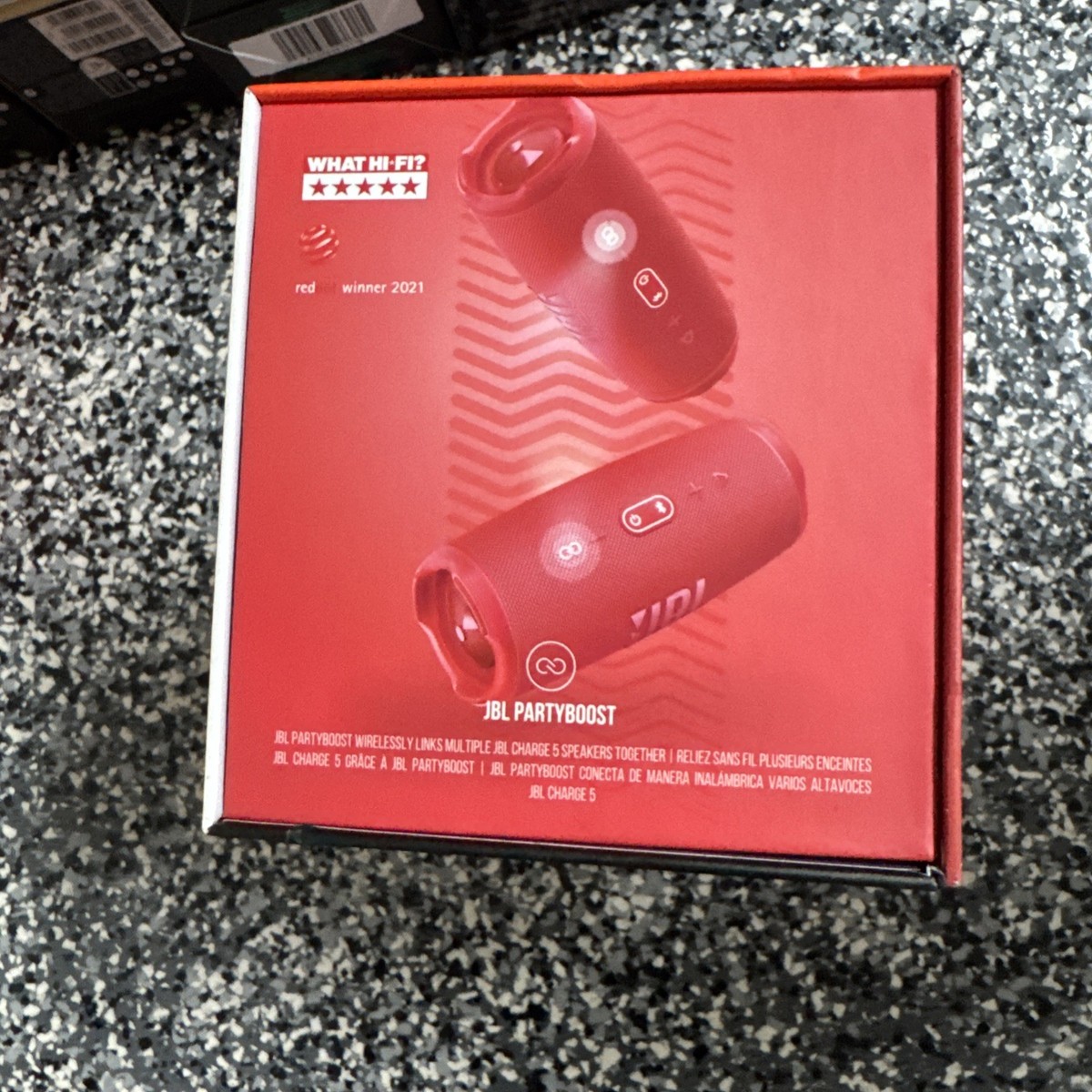 JBL Charge 5 Red Portable Waterproof Speaker with Powerbank for