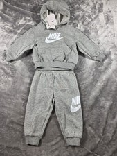 NWT Nike Fleece Sportswear Hoodie and Jogger Tracksuit Set Heather Gray 18M