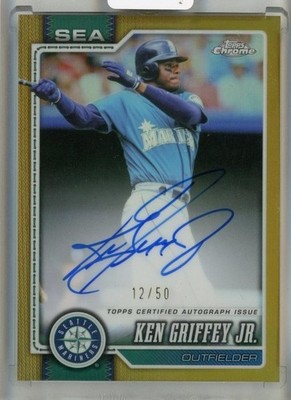 Ken Griffey Jr. 2026 Topps Chrome Legend Autographs Gold Refractor #CLAKGJ /50