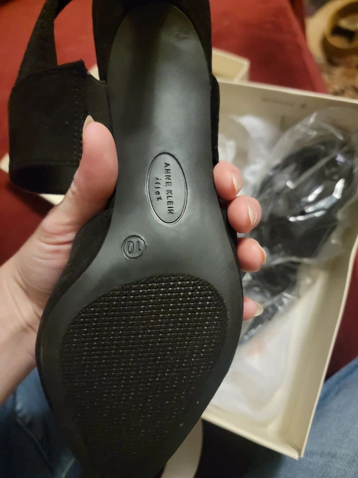 Женские туфли-лодочки на каблуке Anne Klein размер 10 M черные с открытым носком - Изображение 2 из 3