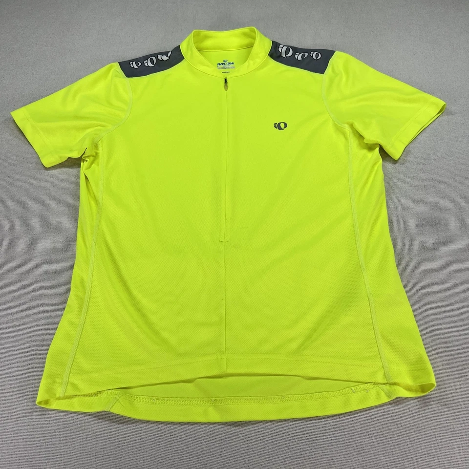 Camiseta deportiva de ciclismo Pearl Izumi para hombre mediana alta visibilidad amarilla 3/4 cremallera manga corta carretera Foto 2 de 4