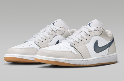 Air Jordan 1 Low White/Neutral Grey-Navy 553558-146 US Men Size 10.5