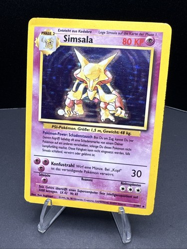 Alakazam Holo 1/102 MP Simsala German Language Pokemon Card Moderate Play