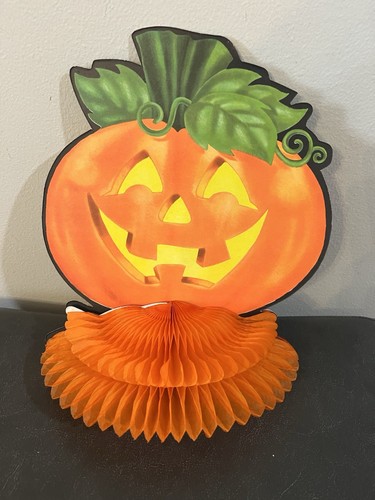 Vtg Ghost Pumpkin Witch Halloween Decoration Honeycomb Die Cut Out Cat - Picture 9 of 18