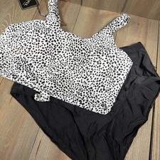 ZAFUL Women's High Waisted Tankini Scoop Neck Knotted Two Piece Swimsuit Size La