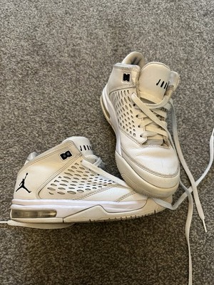Nike Turnschuhe Air Jordan Flight Origin 4 Jungen Größe 3,5 weiß Leder hoch