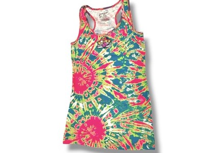 Psychedelic Tie Dye Mushroom Tank Top- Size XL~Upcycled W/ Embroidered Patch B-8