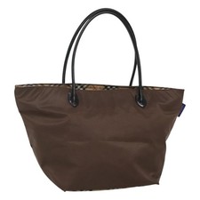 Burberrys Blue Label Tote Bag Nylon Brown Auth ti2871