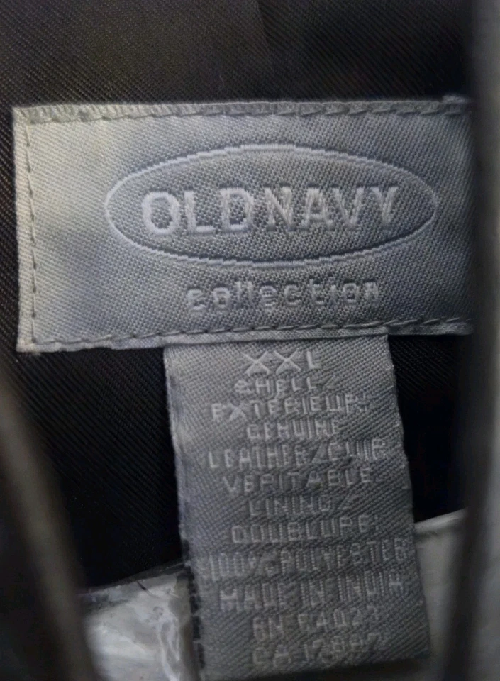 Blazer de motocicleta vintage antiguo azul marino para mujer 2XL recortado Y2K cuero negro Foto 4 de 4