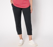 Denim  Co. Women's Petite Pants PS Active Cool to the Touch Jersey Black