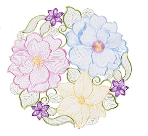 Spring Flowery Placemats Set of 4 Cutwork Embroidered Floral Flowers Dresser - Picture 2 of 8