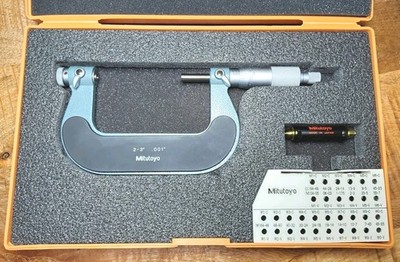 Mitutoyo 126-139  Thread Pitch Micrometer 2''-3'' W/Calibration Standard Nice!