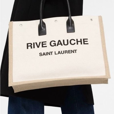 Saint Laurent Rive Gauche Tote - Black, Cream, and Tan