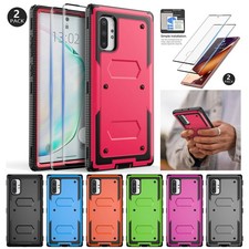 For Samsung Galaxy Note10  5G Hybrid Case Shockproof Hard Cover Tempered Glass