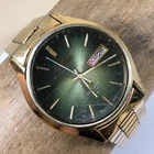 Vintage Seiko SQ Men 0903-8019 Dress Day Date Gold Tone Quartz 37mm Watch 7 1/2"