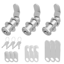 3 Pcs Cabinet Locks with Key, 1-1/2" Drawer Lock Keyed Alike Cam Lock, Mailbo...