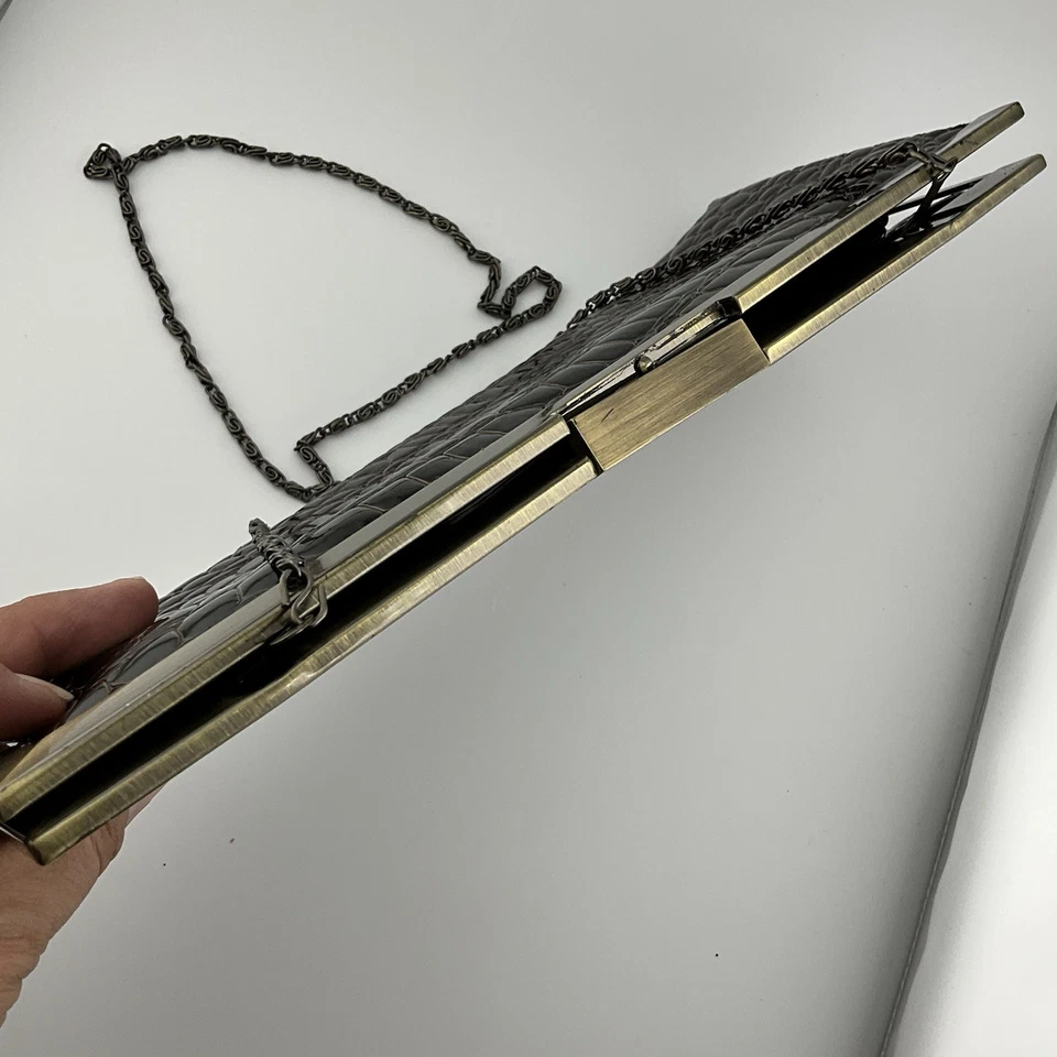 Jessica McClintock Vintage Clutch Patent Leather Crossbody Purse Retro 80s 11 in - Image 4 of 4