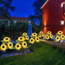 2 Pack Solar Powered Lights Outdoor Garden Lights with Waterproof Flowers