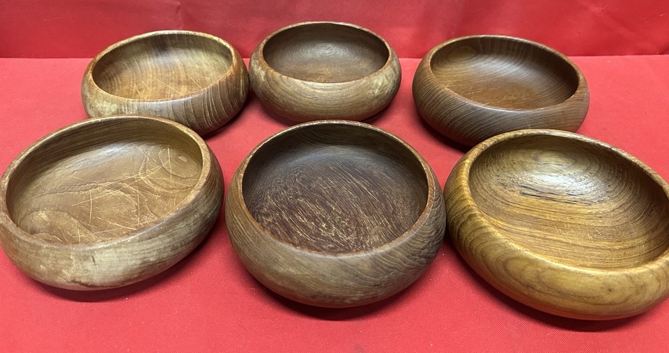 Vintage Set Of 6 Goodwood GENUINE TEAK Mid Century Salad Bowls - 70’s