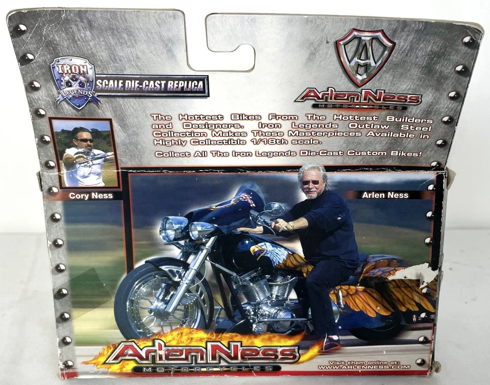 ArlenNess Motorcycles Outlaw Steel Iron Legends 1/18 Scale Box Little Rough - Image 3 of 4