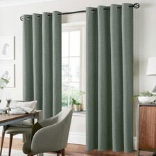 100% Linen Blackout Curtains Thermal Ready Made Eyelet Ring Window Curtains Pair