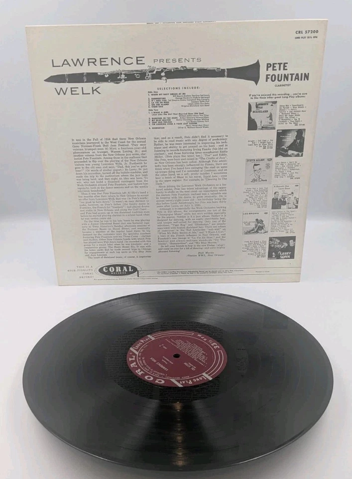 Lawrence Welk Presents Pete Fountain 1958 Coral CRL-57200 Vinyl Record Album 22W Foto 2 de 2