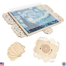 VEVOR 1500-Piece Rotating Puzzle Board with 5 Drawers  Cover - 34x25 Inch Table