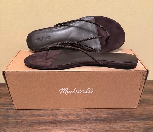 Madewell The Iggy Braided Sandal in Suede Leather Size 9 Dark Carob BRO129 NEW