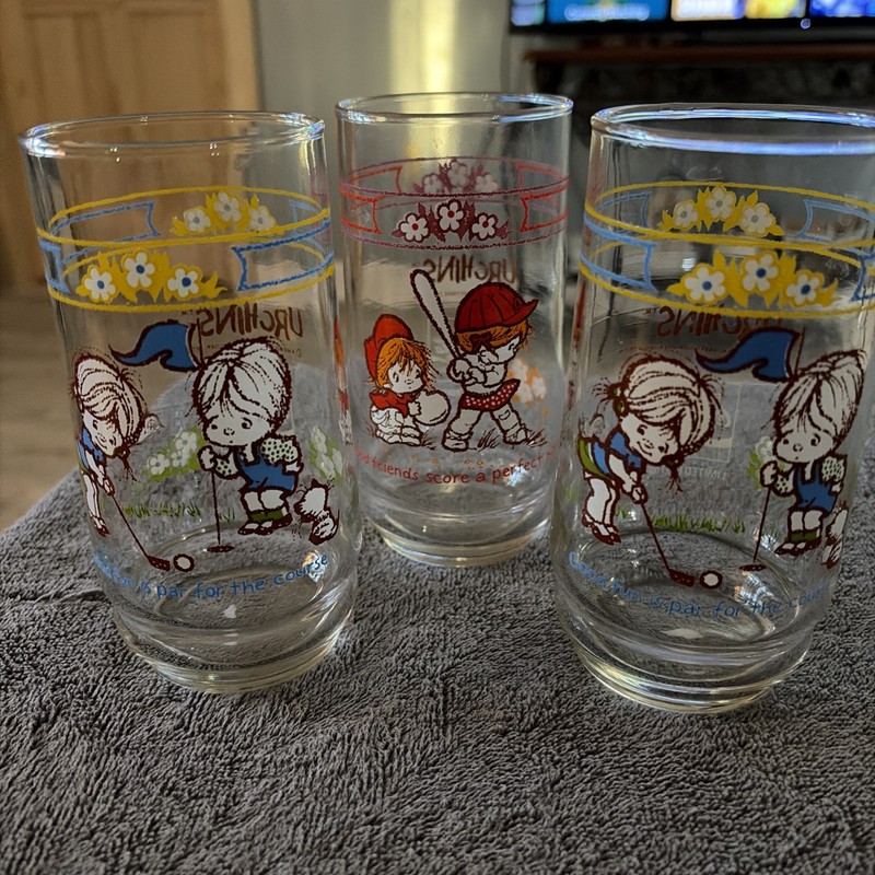 Set Of 3 Vintage Urchins Drinking Glass  Plunge Right 1978 Coca Cola