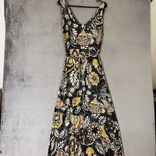 Ann Taylor LOFT Double V Long Maxi Dress Floral Womens Sz S Sleeveless Knit