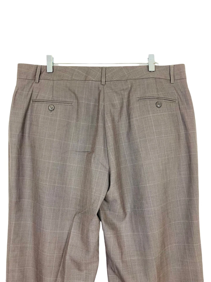 Bogari Women's Brown Checkered Wide Leg Silk Blend Pants SZ 16 Actual 38x31  - Image 3 of 4