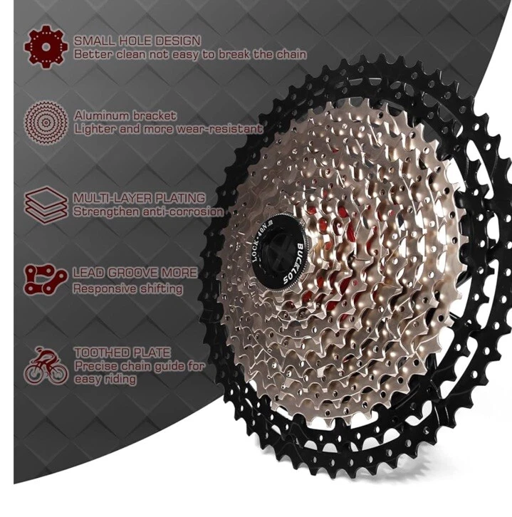 BUCKLOS 11-52T MTB Road Bicycle Cassette 8/9/10/11/12S Bike Sprocket fits Shiman - Image 2 of 4