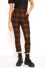 BlackMilk Tartan Punk Orange Cuffed Pants XXS