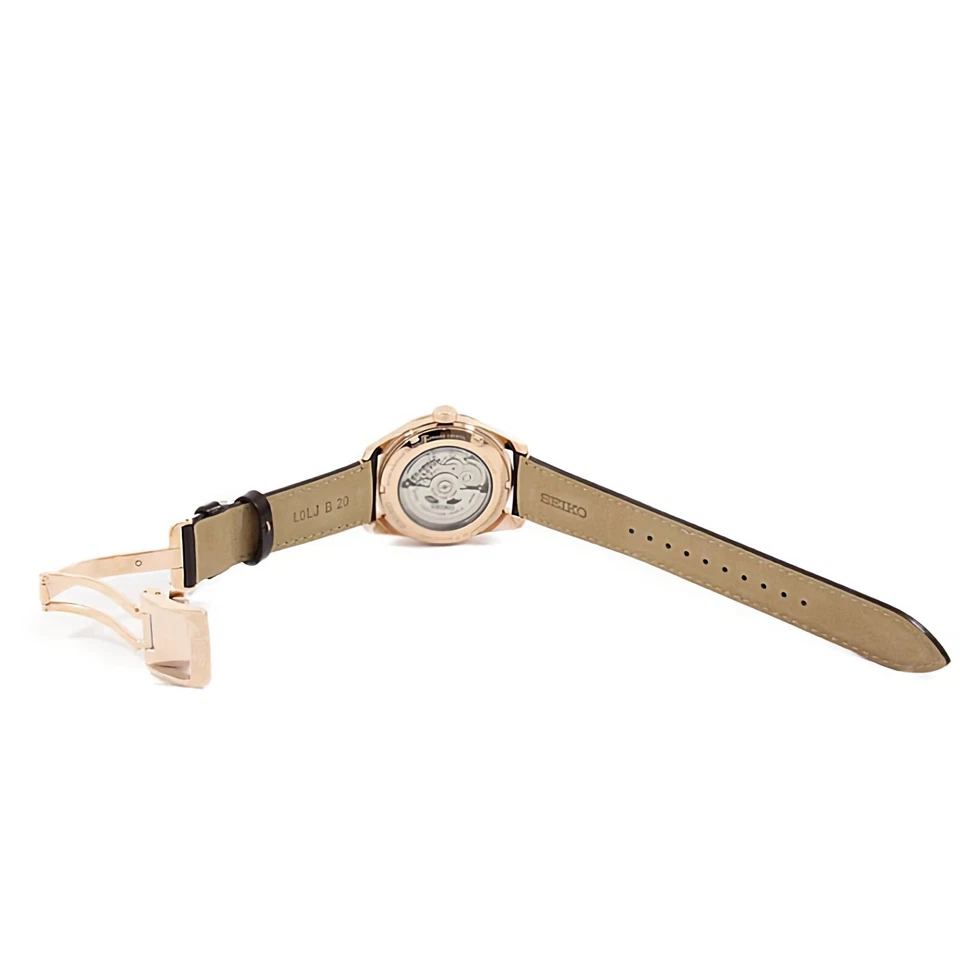 Pre-owned Seiko Presage Sharp Edged Series Spb170j1 Rose Gold Tone Case Brown Dial Watch
