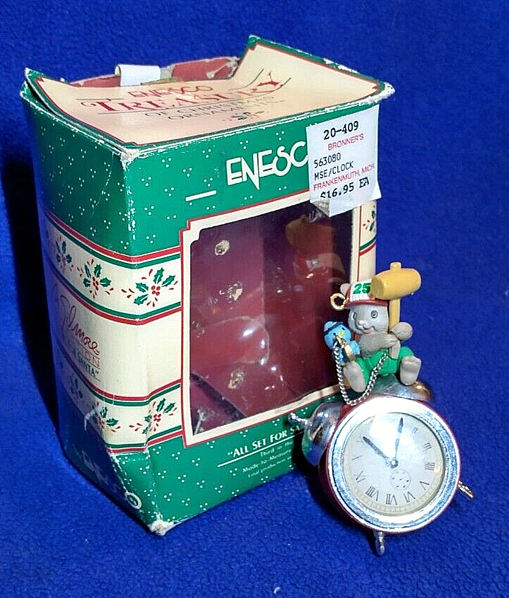Enesco 1991 All Set For Santa Christmas Ornament Mouse Bird Clock eBay