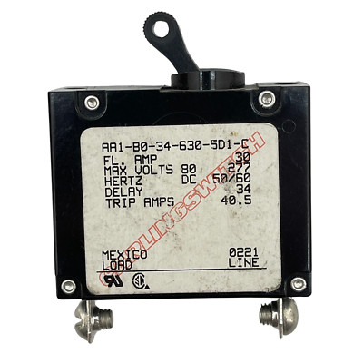 Carling Technologies 30A Circuit Breaker AA1-B0-34-630-5D1-C 1 Pole 277VAC - NEW