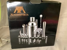 X-cosrack Bar Set18-Piece Stainless Steel Cocktail Shaker Bar Toolswith Rotat...
