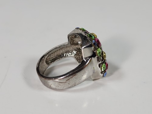 Anillo cuadrado de flores de disfraz con diamantes de imitación multicolores - Imagen 6 de 6