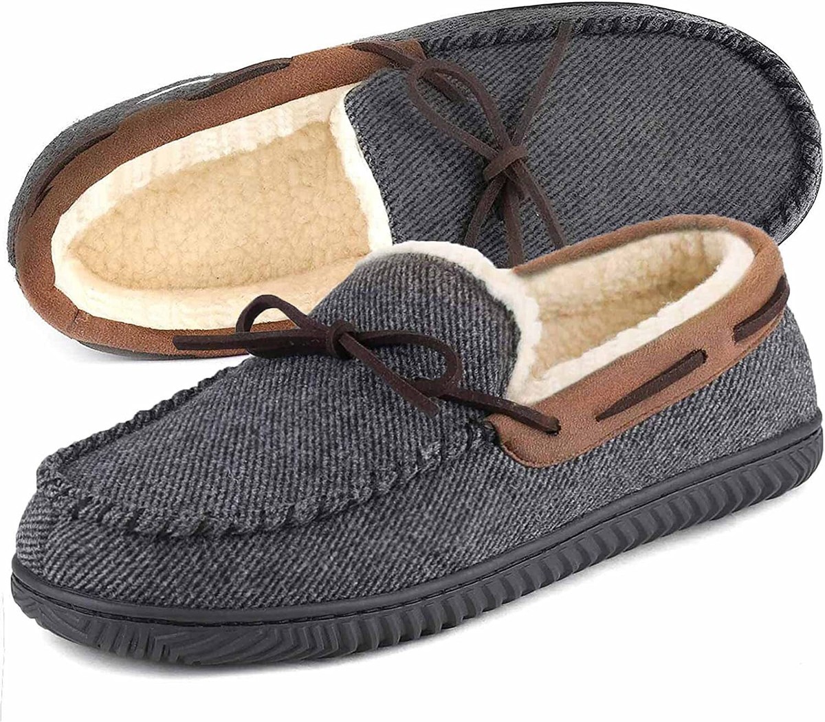 Mens Moccasin Slippers with Memory Foam closed back House Mens Moccasin Slippers with Memory Foam closed back House