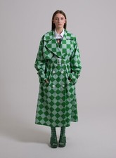 Peach Eyes The Lady Jane Trench Coat In Juniper Size M Uk12/14