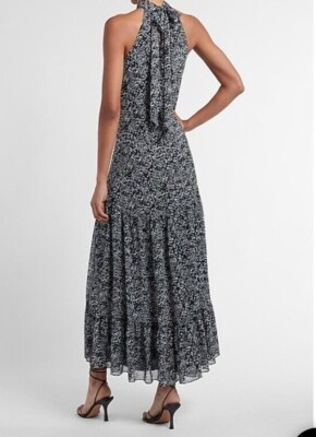 chiffon halter maxi dress express Floral Chiffon Halter Tie Waist Maxi Dress