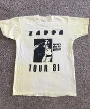 Vtg Frank Zappa 1981 Tour Cotton White Full Size Unisex Tee Shirt AG334