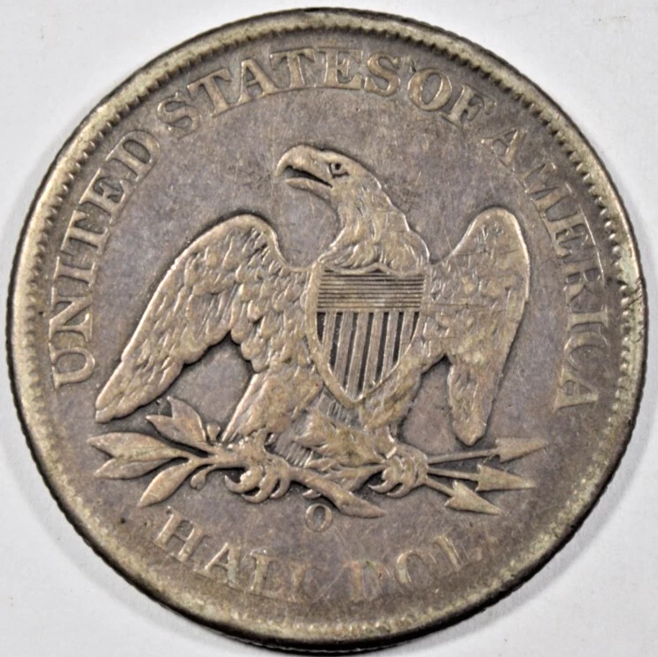 Medio dólar libertad sentada 1861-O ~ ¡original en muy buen estado/excelente! INV#7 Foto 2 de 2