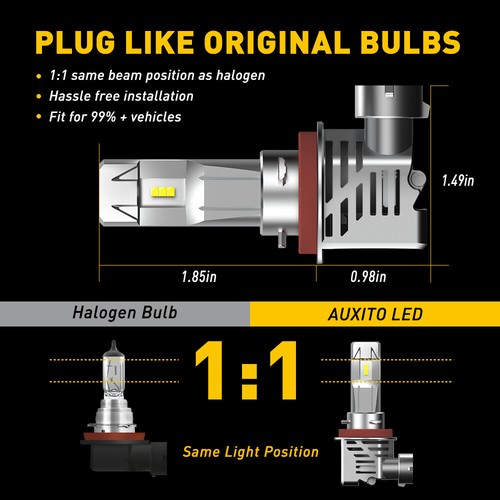 AUXITO 2X H1/H4/H7/H8/H13/9005/9006/9007 Headlight LED Bulbs Low High Beam 6500K - Picture 56 of 64