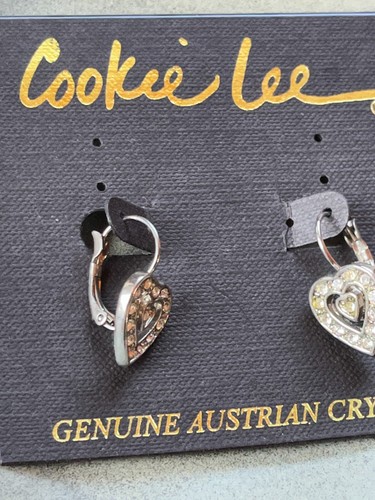 Cookie Lee Silvertone Valentine’s Day Heart w Genuine Austrian Clear Crystal Dan - Picture 2 of 7