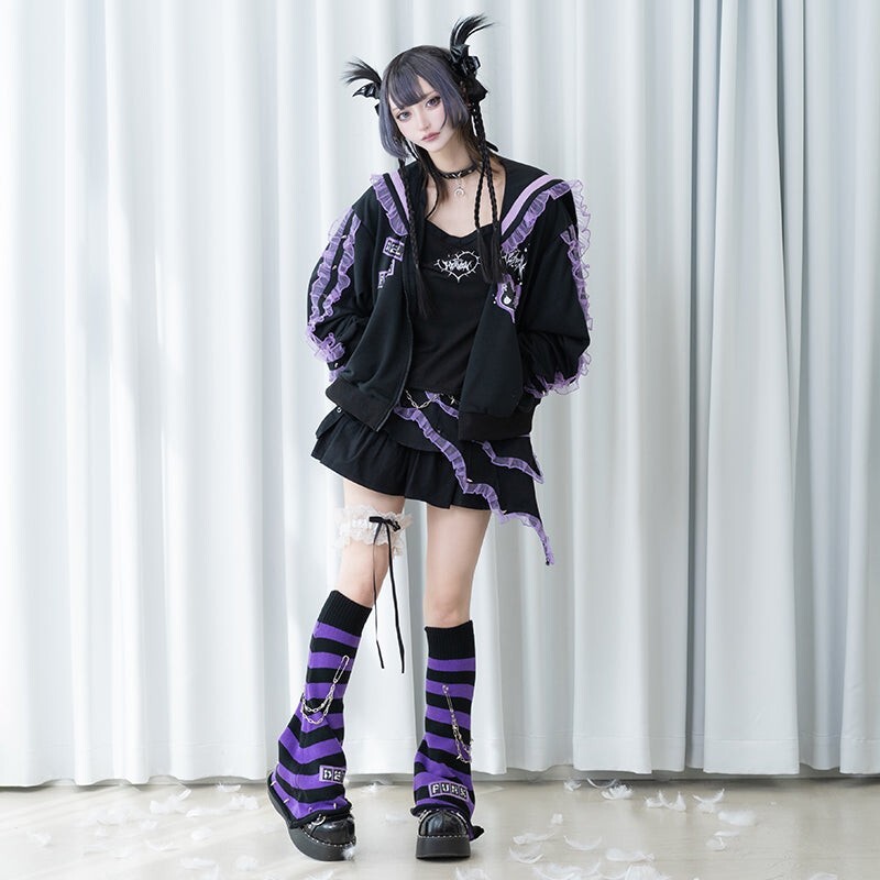 NEW ACDC RAG Baby Punk Devil Punk Sailor Zip Up Jacket