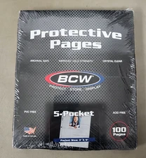 BCW 5 Pocket Pages Pack(100 pages), 5 3"x5" pockets